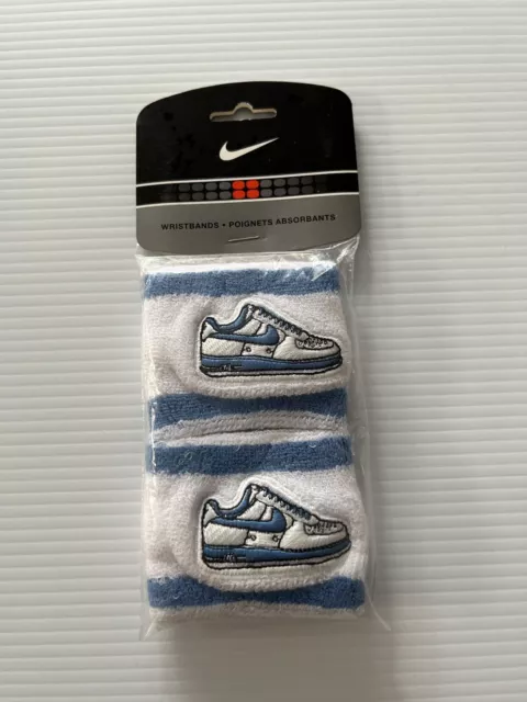 Great Find NWT Nike Air Force Retro Sweat Bands, Blue/White, Pack of 2