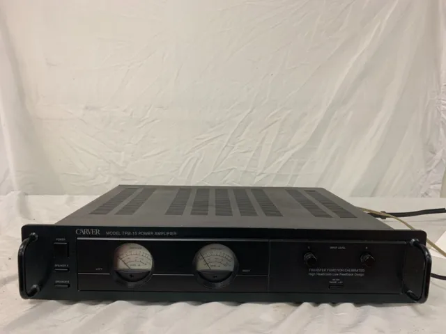 Carver TFM-15 2 Channel Power Amplifier nice VU Meters Works Great