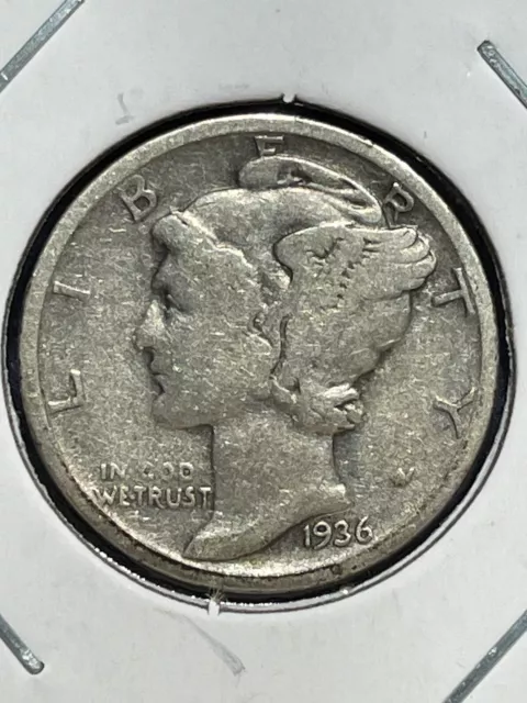 1936 S - Silver Winged (Mercury) Dime - a nice circulated silver dime