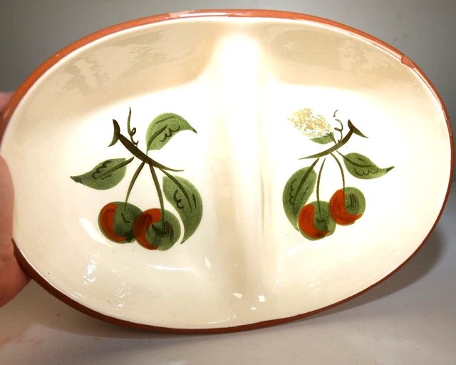 Stangl Pottery Serving Dish Divided 2 Part  Bowl Orchard Song 10.5" x 5.5" 1954