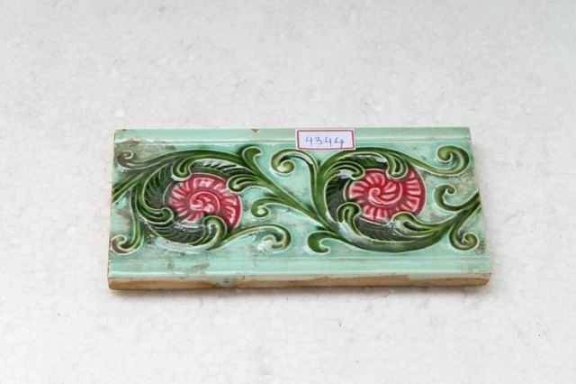 Japan antique art nouveau vintage majolica border tile c1900 NH4344 7