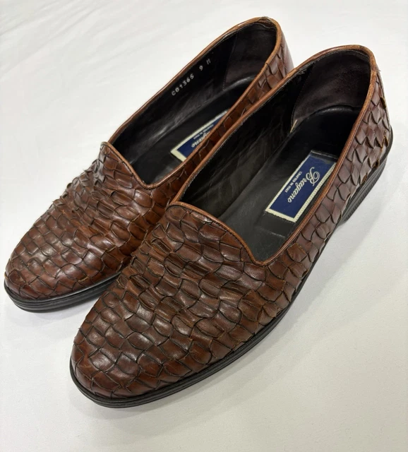 COLE HAAN BRAGANO Woven Leather Loafers Mens 9M Brown  display picture 3