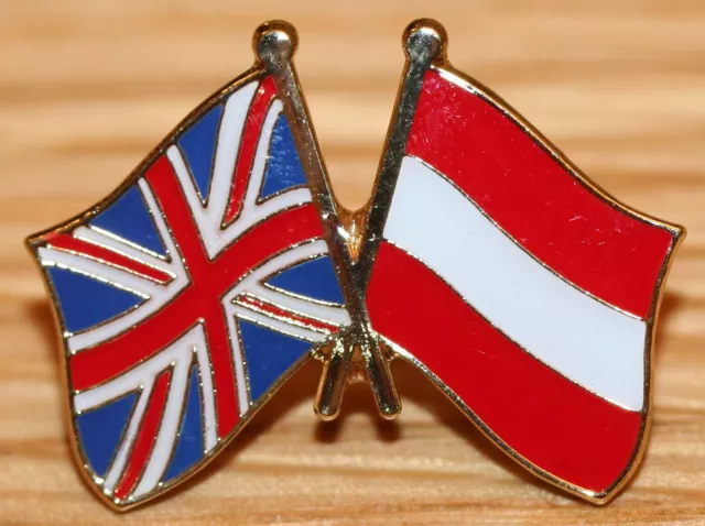 UK & AUSTRIA Austrian FRIENDSHIP Flag Metal Lapel Pin Badge Great Britain