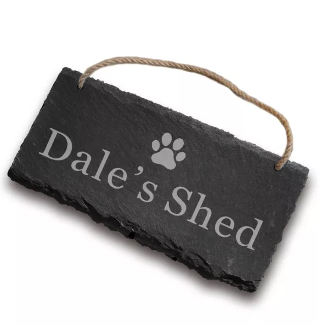 Personalised Slate Plaque Pet Name Shed House Kennel Den Sign for Cat Dog Rabbit