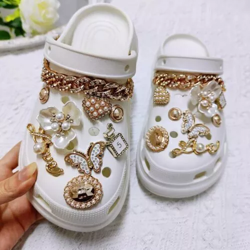 Bling Strass Schuh Charms mit Ketten für Crocs DIY Schuhe