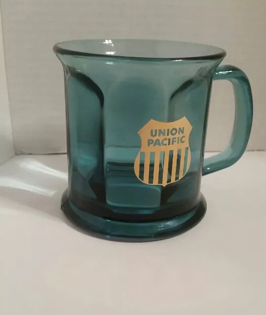 Union Pacific Railroad Train Coffee Mug UP RR Clear Blue with Gold Logo