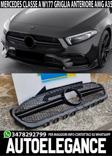 Calandre Avant Pour Mercedes Classe A W177 2018+ Calandre Amg Noir Brillant -