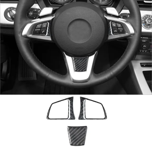 3Pcs For BMW Z4 E89 2009-2016 Carbon Fiber Steering Wheel Set Cover Trim