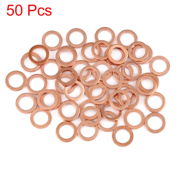 50pcs Copper Washer Flat Sealing Gasket Ring Spacer for Car 8 x 12 x 1.5mm