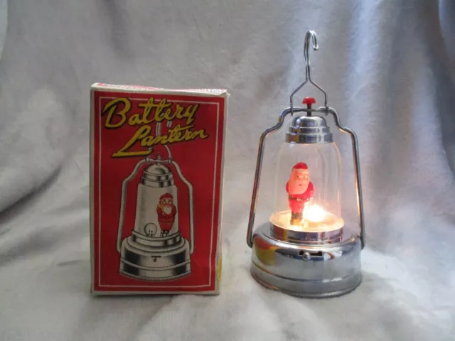 Vintage Hilco Christmas Santa Claus Lantern W/Orig Box-Batt Operated #222S Works