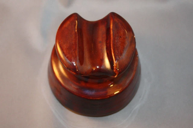 Vintage LOCKE Medium Brown Ceramic Porcelain Insulator USA 3 3/8" 5