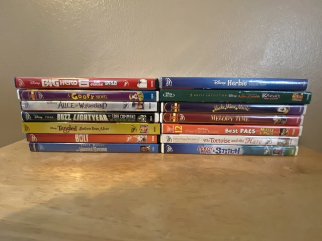 Disney dvd lot of 14 Herbie Tangled Bolt Melody Time Emperors New Groove & more