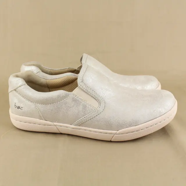 BOC Born Zamora Womens Size 8M Beige Silver Metallic Slip On Sneakers Shoes