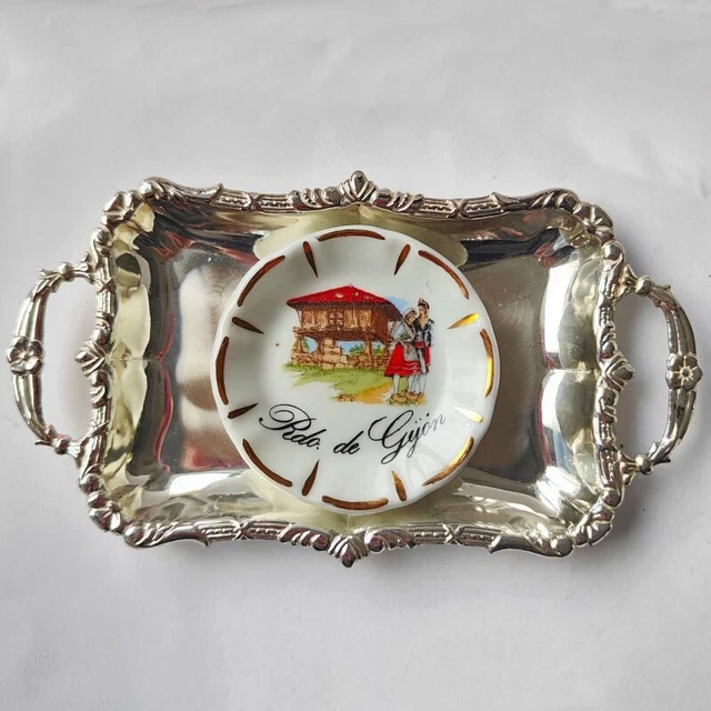 SMALL GIJÓN COMMEMORATIVE TRAY. MID 20th CENTURY CRYSTAL CERAMICS. VYC33