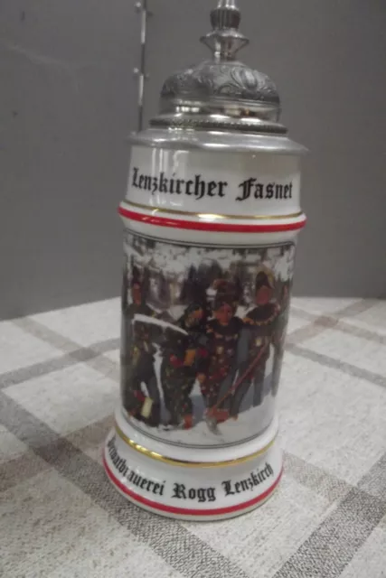 Bierkrug mit Zinndeckel Privatbrauerei  Rogg Lenzkirch