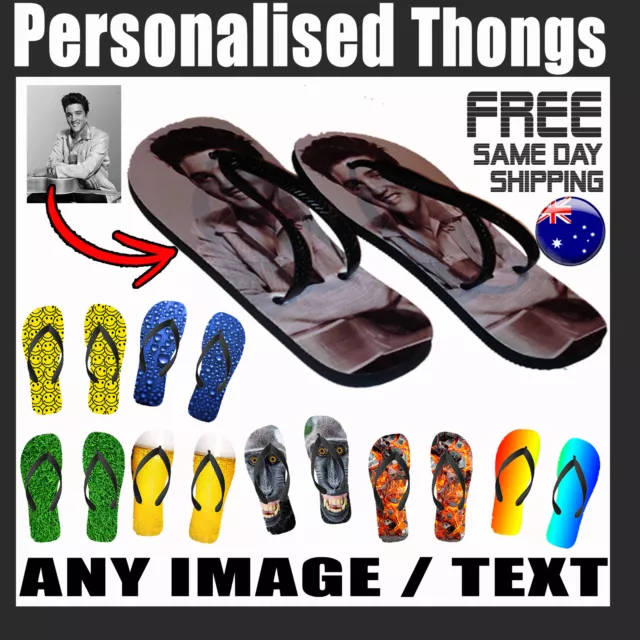 Thongs Flip Flops Personalised Premium Shoes Footwear Thong Funny Custom Sandals