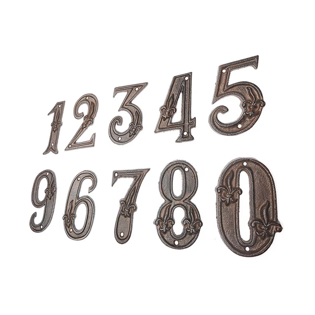 Vintage House Door Cast Iron Numbers Sign 0-9 Yard Shop Cafe Bar Mailbox Plaque