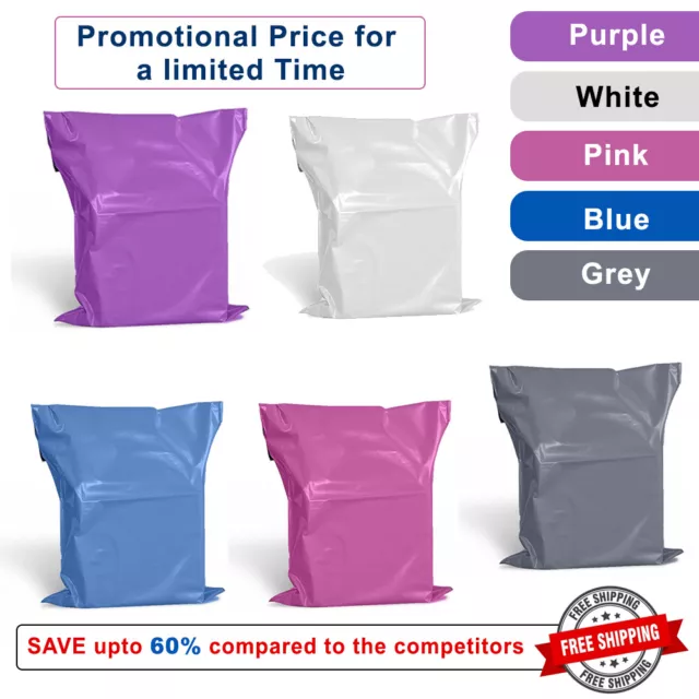 Coloured Mailing Bags Strong Polythene Postage Plastic Postal Mail Seal All Size