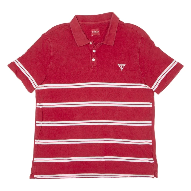 Polo Shirt GUESS a righe rossa manica corta da uomo 2XL