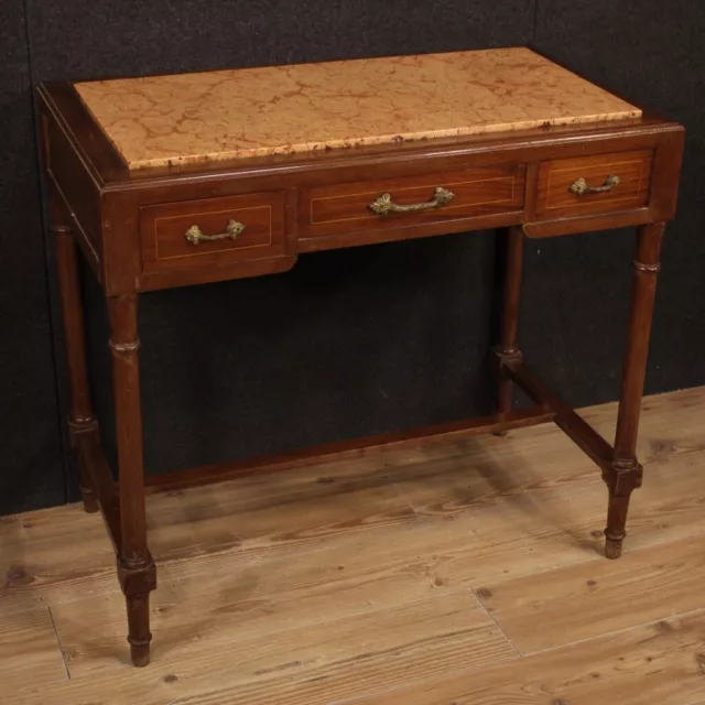 Tisch Schreibtisch antik Stil 900 Möbel aus eingelegt Holz aus Marmorplatte