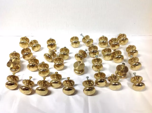 Solid Brass Round Cabinet Knobs Pulls with Screws Lot of 34