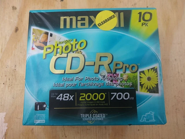 Maxell Photo CD-Rpro Recordable Playback 10 Pack CD's 2000 digital images HD*