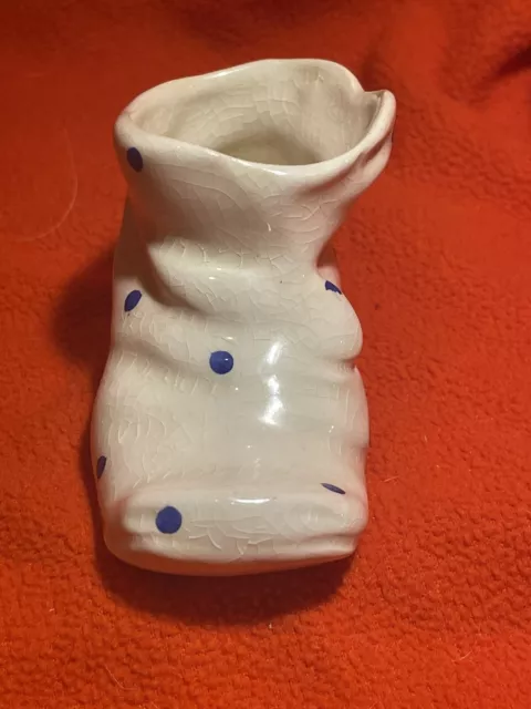 PLICHTA POTTERY BLUE SPOTTED BOOT London England