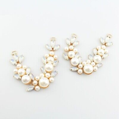 1 par de cadenas de estrás en forma de V imitación de perlas adorno calzado ropa decoración