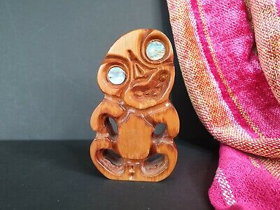 Old New Zealand Carved Wooden Tiki (L) …beautiful collection and display piece 2