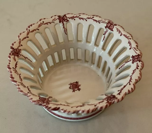 Vintage Openwork Ceramic Basket Artist Signed By EMILE TESSIER Malicorne FRANCE