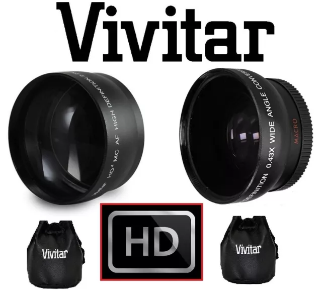 Hd Wide Angle & Telephoto Lens Set For Canon Vixia Hf G10
