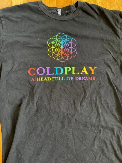 Coldplay 2016 A Head Full Of Dreams Concert T-Shirt Black Mens Large 2 sided