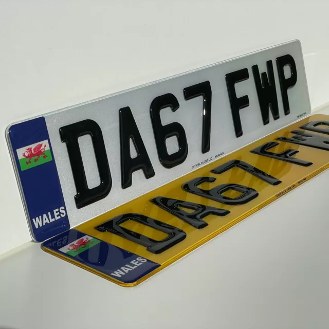 Wales 3D Gel Number Plates Front and Rear for Car / Van Registration Plate