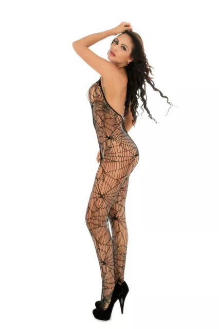 Helloween Rete Bodystocking Catsuit Gothic Punk Calze 2