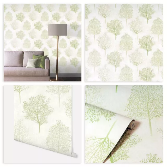 Textured Heavyweight Vinyl, Tree Design Wallpaper with Shimmering Glitter Finish