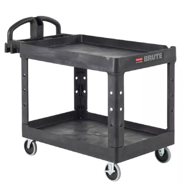 Rubbermaid Commercial Products 2-Shelf Utility/Service Cart Medium Black