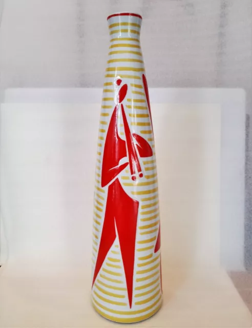 Rare Mid-Century Modern H.: 16" Zsolnay "JAZZ" Vase by Janos Török