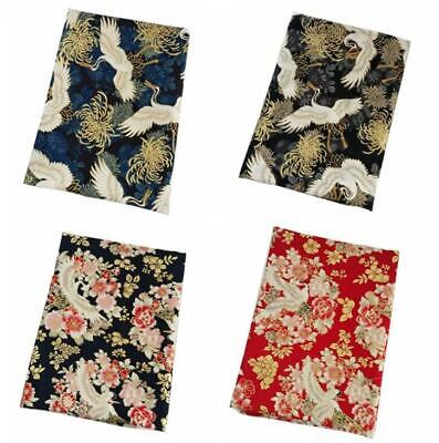 Japanese Cranes Fabric Cotton Fabric,Black, Red,Blue Bronzing Floral Oriental
