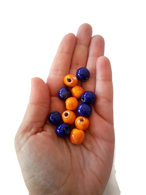 12Pc Assorted Ceramic Macrame Beads Handmade Round Beads For Jewelry Making 10mm