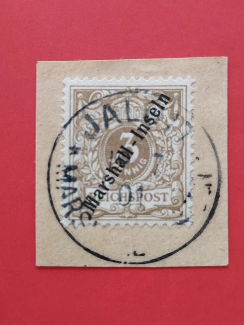 Briefmarke 1897 Deutsche Kolonien diagonaler Stempel Marshall Inseln Briefstück