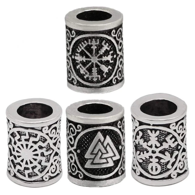 10 PCS Vikings Rune Beard Bead Set  Dreadlocks Rings for Dreads Beards, Hair