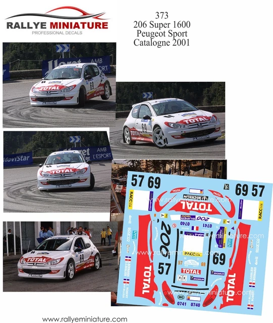 Décalcomanies 1/43 Peugeot 206 WRC - Rallye D'Espagne Catalogne 2001 - Jean Joseph - Ref 0334