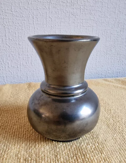 PRINKNASH small ceramic vase, pewter gunmetal grey glaze 3