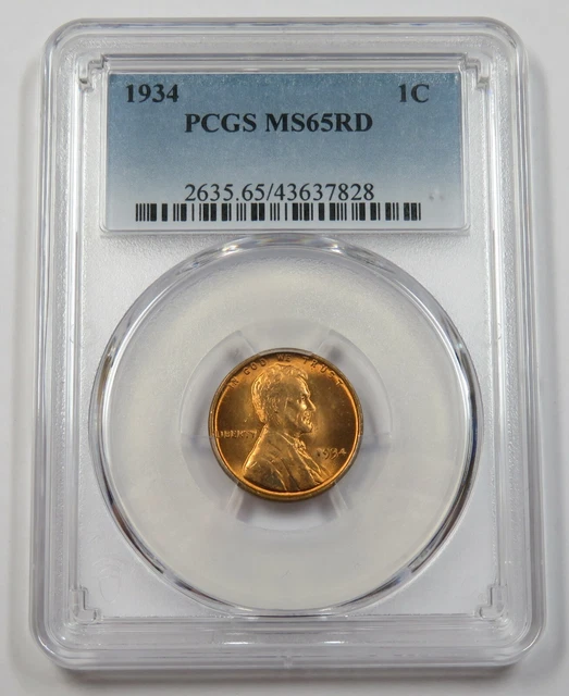 1934-P PCGS MS 65 MINT STATE RD Lincoln Wheat Cent | 1c Penny Coin US #32083A