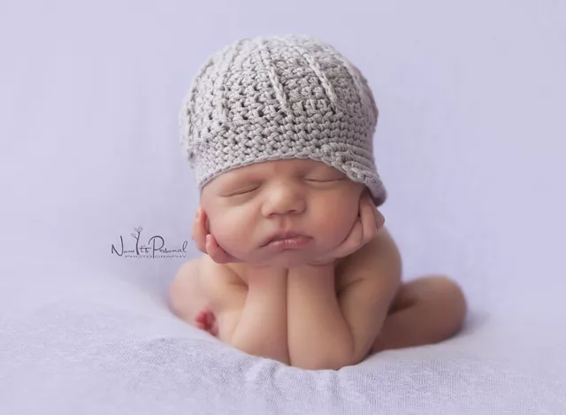 Cappello bambino lavorato a mano all'uncinetto lavorato a maglia picco baseball neutro unisex neonato-12