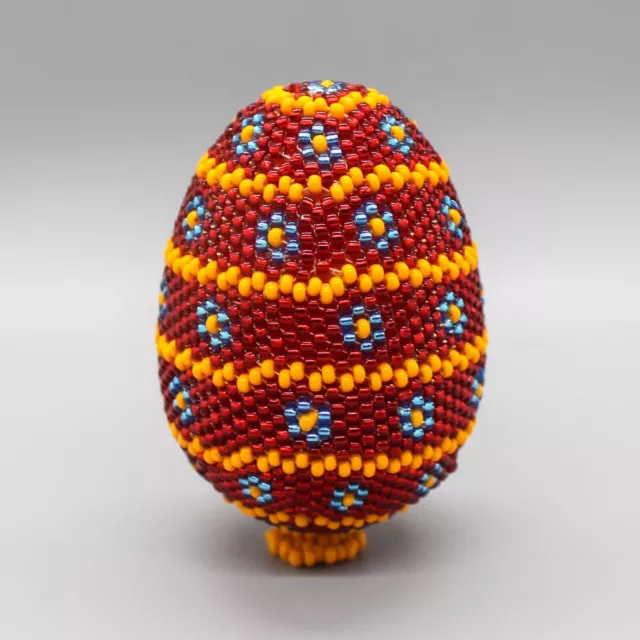 NATIVE AMERICAN BEADWORK-BEADED EASTER EGG WITH BASE by RONDA DOSEDO-ZUNI