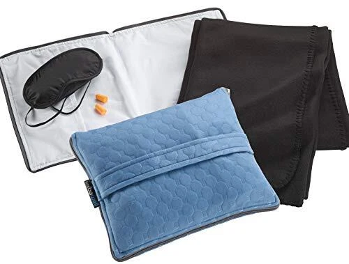 Ultimate Comfort Set + Portable Travel Kit for Airplane, Includes Black