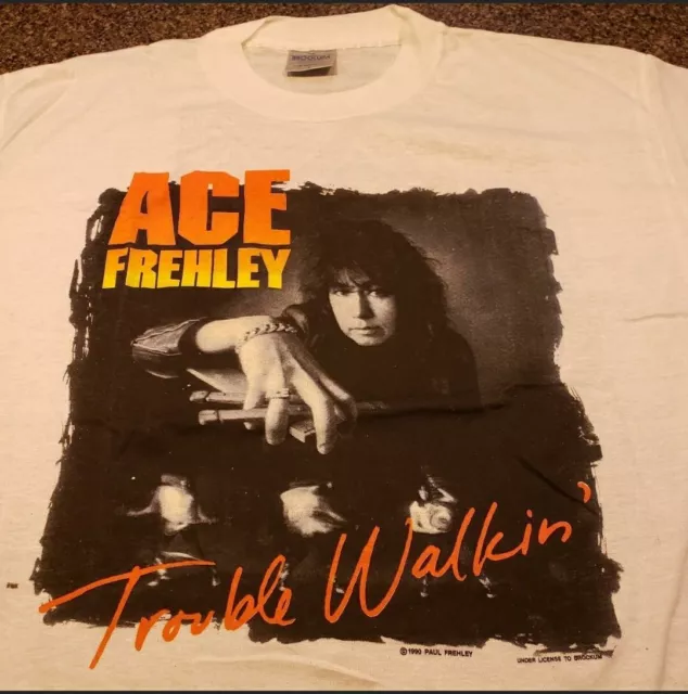 KISS Ace Frehley vintage Trouble Walkin' concert tour tee shirt 1990 Vintage Vtg