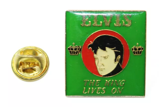 ELVIS PRESLEY: THE KING LIVES ON Lapel Pin 2.5 x 2.5 cm. (1" x  1") VHTF