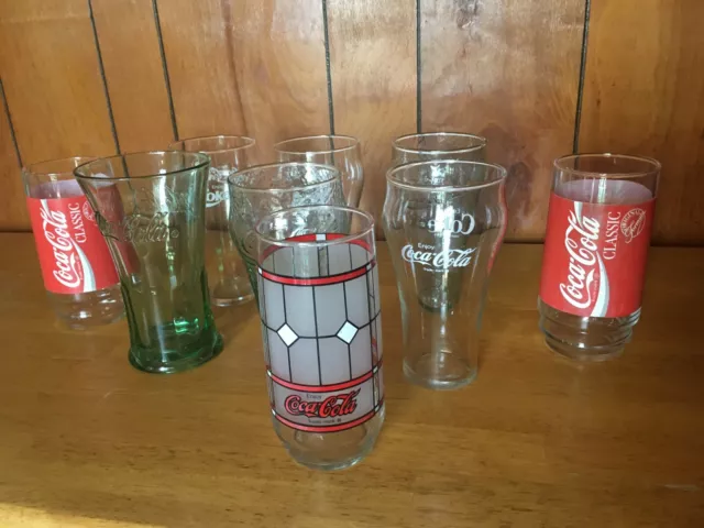 Vintage collections of  9 Coco Cola Glass 5 Different styles